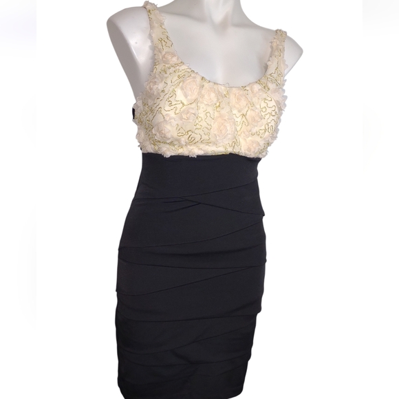 Windsor Bandage Dress NWT Floral Applique Layered Bodycon Whimsigoth Formal - Picture 7 of 8
